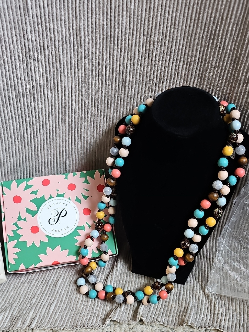 Plunder Colorful Wood Beaded Statement Necklace - Multicolor